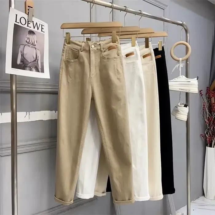 Jean blanc femme ample sarouel décontracté 2026 printemps automne coréen cheville longueur Denim pan