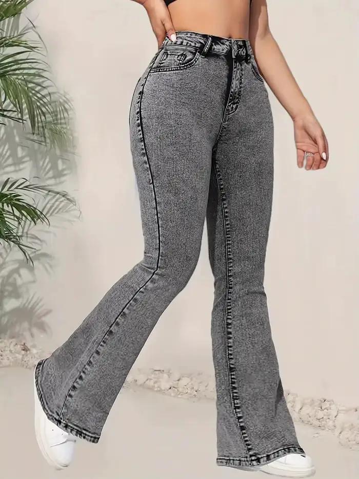 Nouveauté 2026 Jean évasé pour femme Y2K, style décontracté, extensible, en denim, coupe skinny, tai