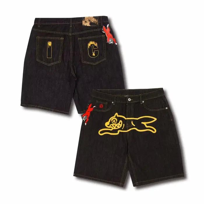 Jean Brodé avec Tête de Mort pour Homme, Short avec Poche, Pieds artificiel astiques, Pantalon Moyen