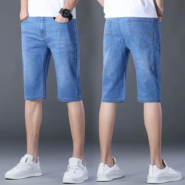 Short en jean bleu foncé pour homme, pantalon en denim, design de mode, slim, droit, court, zones br