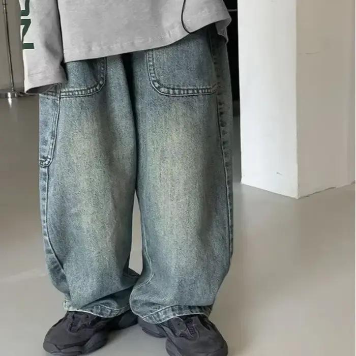Jean rétro pour enfants, pantalon droit ample, jambes larges, pour garçons et filles, nouvelle colle