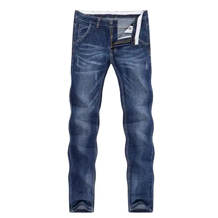 KSTUN-Jean bleu slim pour homme, pantalon en denim, coupe droite, mode décontractée, fjFull Length C