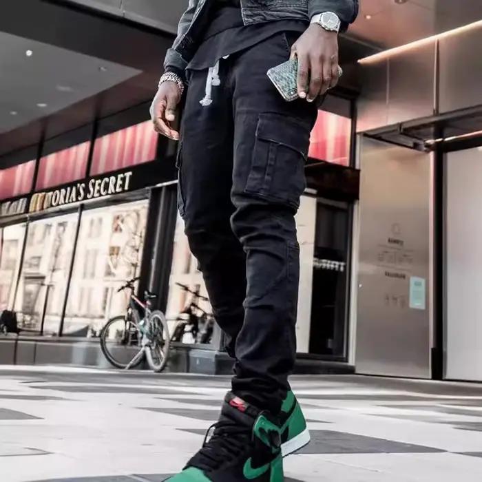 Jean Cargo Slim Fit pour Homme, Pantalon en Denim, Multi-poches, artificiel astique, Jogging, Hip Ho