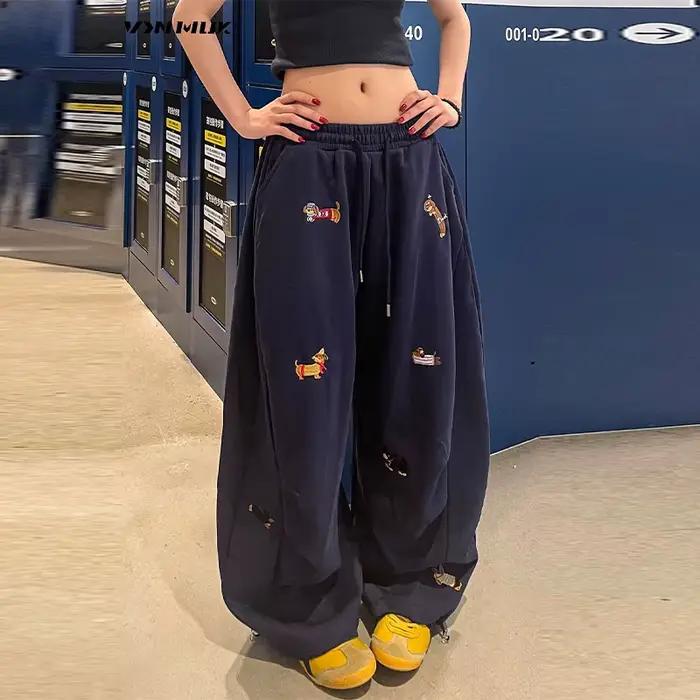 2025 mode nouveau pantalon à la mode pour dame décontracté saucisse chien modèle lâche broderie pant