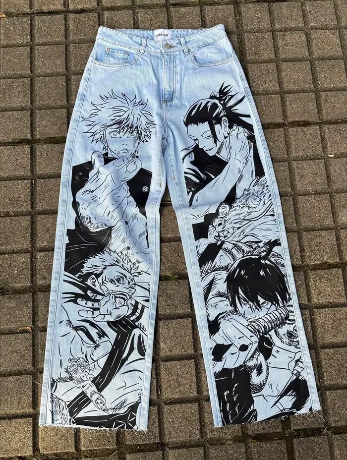 Harajuku meilleurs Jujutsu bande dessinée Jean Streetwear pantalon à jambes larges Anime Baggy Jean