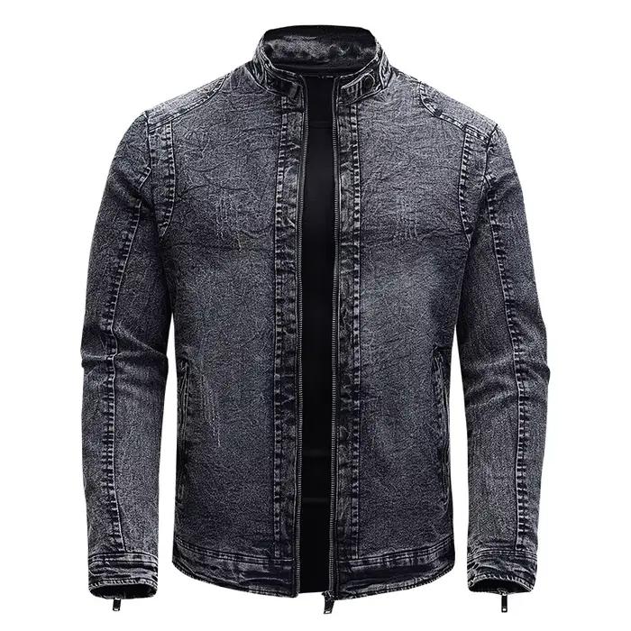 ABOORUN – veste en jean pour hommes, streetwear, manteaux de motard, coupe ajustée, vêtements mascul