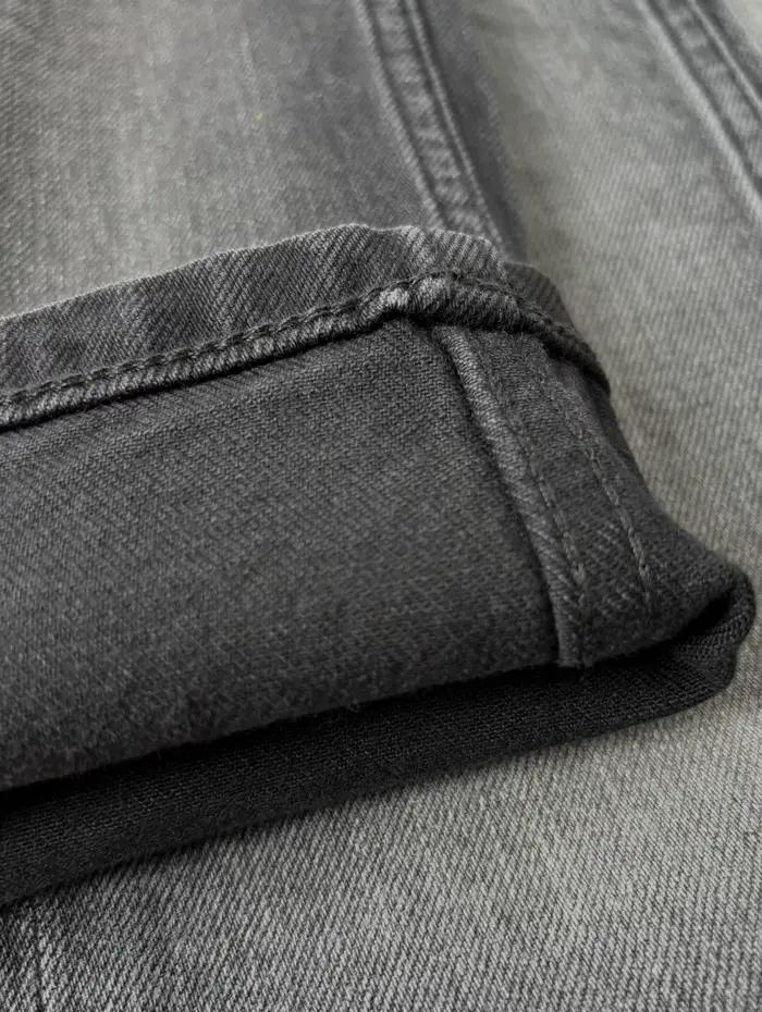 Jean droit ample pour hommes, délavé gris foncé Vintage, tenue quotidienne décontractée, confortable
