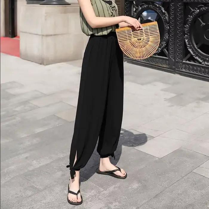 Pantalon femme taille élastique esthétique toutes les tendances Vintage moyennes 2025 coton pantalon