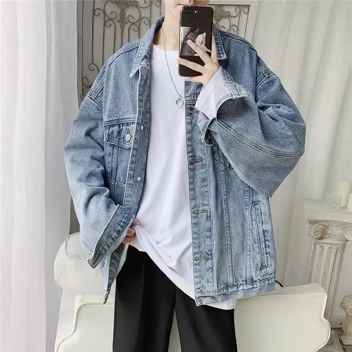 Imprimés Style Vintage Denim Jacket Men Korean adt Casual Wash Button Down Jean CombFemale M-2XL Spr