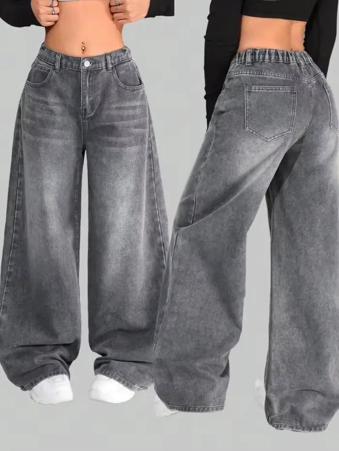 Jeans baggy noirs à imprimé surdimensionné, nouvelle mode américaine, pour femmes, Y2K, Harajuku, hi