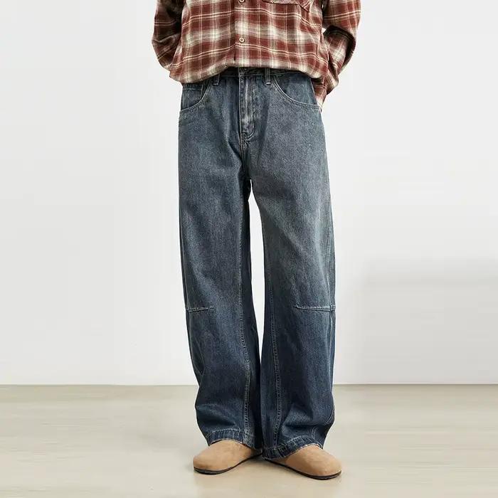 Jean à jambes larges pour hommes, nouvelle mode américaine rétro, ample, Vertical, grande taille, 28