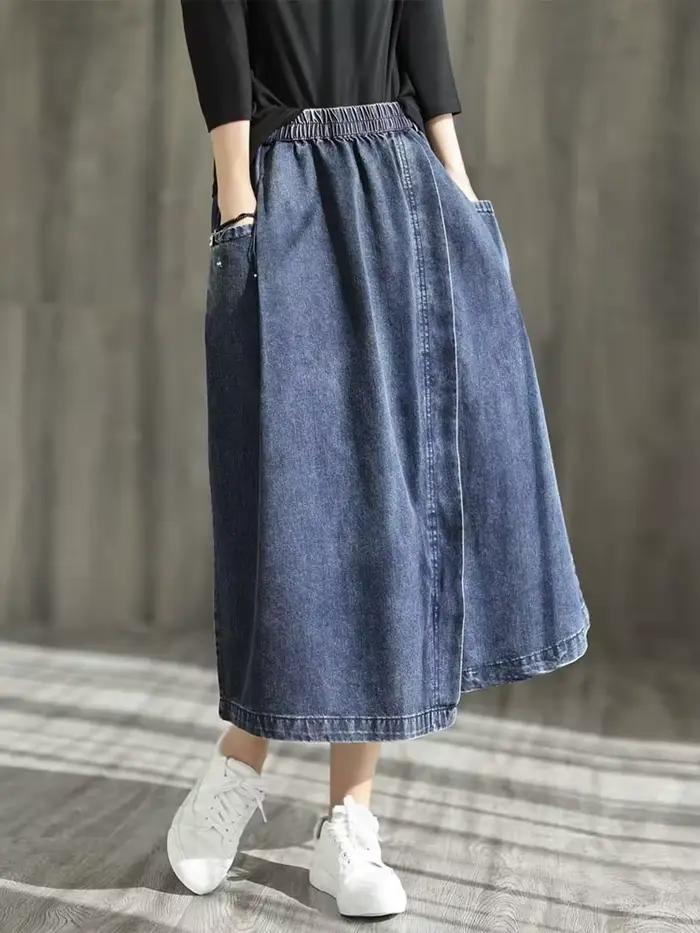 Amax luluE 2024 printemps nouveau Streetwear femmes mode Vintage jupes en Denim amples femmes de lux