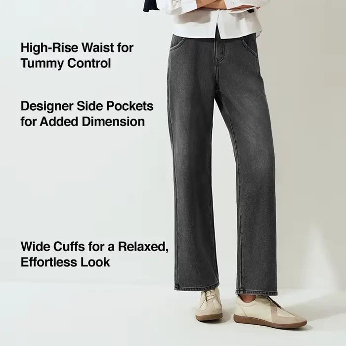 Semir jean femme jambe large doublé polaire confortable taille haute hiver 2025 nouveau pantalon lon