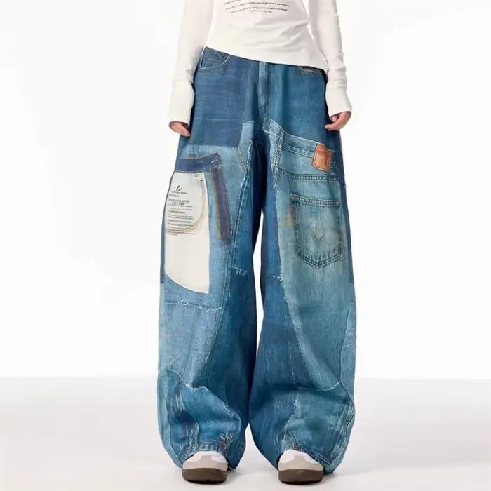 Jean Baggy Empilé à Jambes Larges pour Femme, Pantalon Streetwear, Style Punk, Grunge, Y2K, 2025