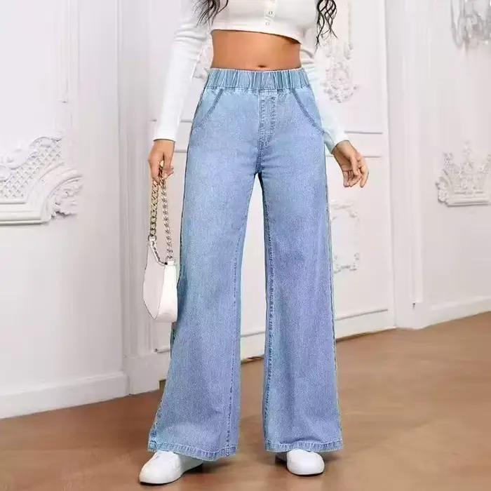 Jean ample taille haute coupe droite pour femme – Nouvelle collection automne-hiver – Pantalon large