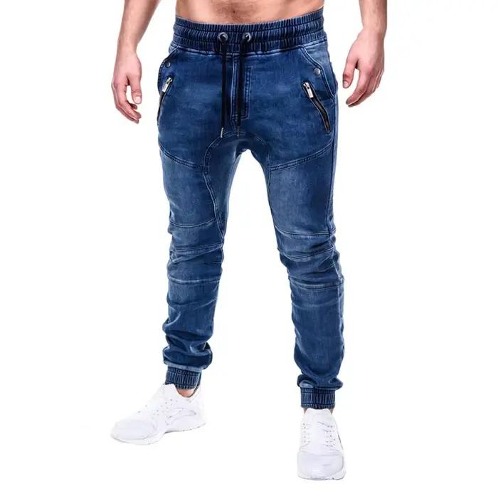 Jean Slim pour hommes, pantalon en Denim à lacets noué à la cheville, pantalon en Denim pour le trav