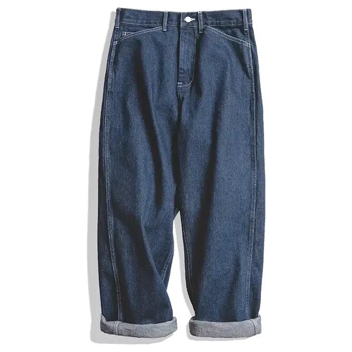 Maden pantalon à jambes larges 11.5 Oz jean bleu foncé pantalon surdimensionné pour hommes taille 28