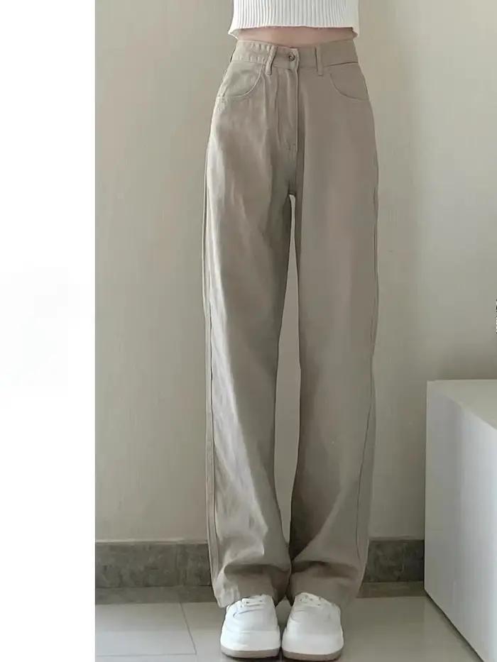 Automne Kaqi blanc jean femmes pantalons à jambes larges maman Femme Y2K jean Bermuda Femme pantalon