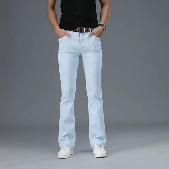 Jeans évasés pour hommes, coupe botte, jambe évasée, grands jeans masculins, designer classique, jea