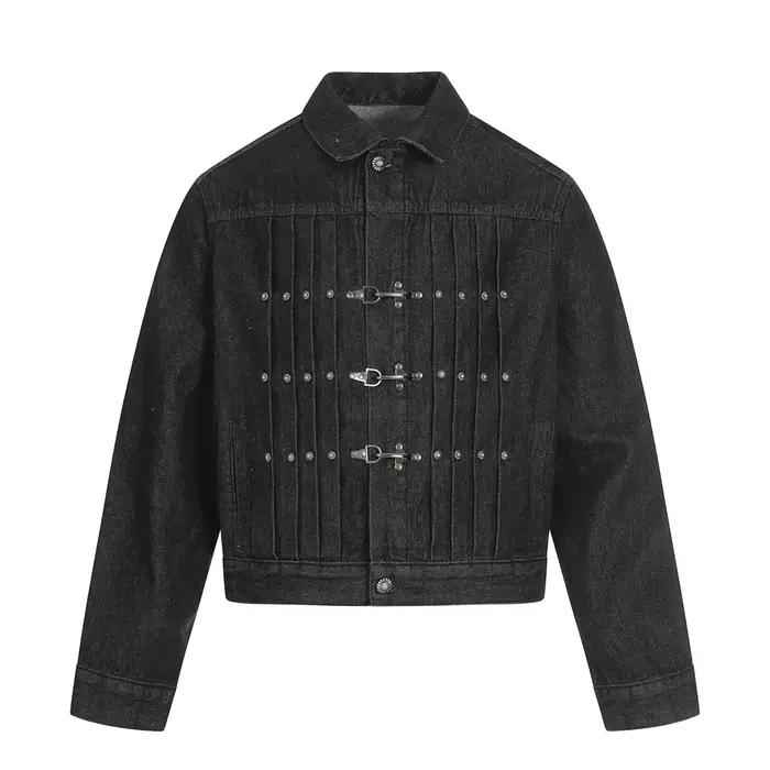 Nouvelle Veste en Jean Vintage pour Homme 2026 avec Boucle Aviateur et Boutons Turquoise – Manteau D