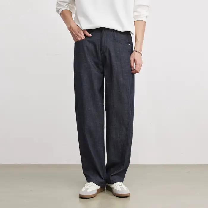 Pantalon décontracté bleu roi simple pour homme, coupe ample, tissé, style scimitar, nouvelle collec