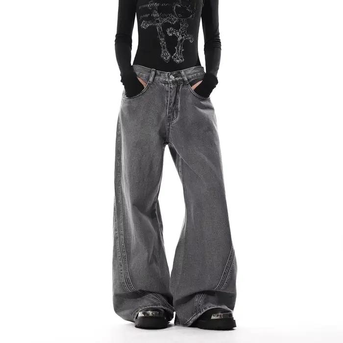 Jean large délavé style rétro pour femme – Nouvelle collection 2026 – Pantalon décontracté ample