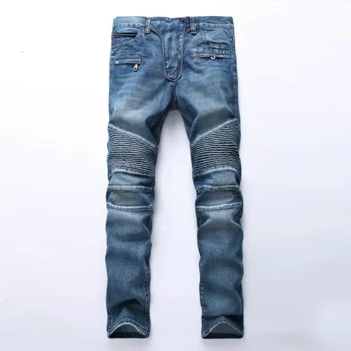 Jeans droits de motard de moto pour hommes, pantalons en denim décontractés, surintendant, streetwea