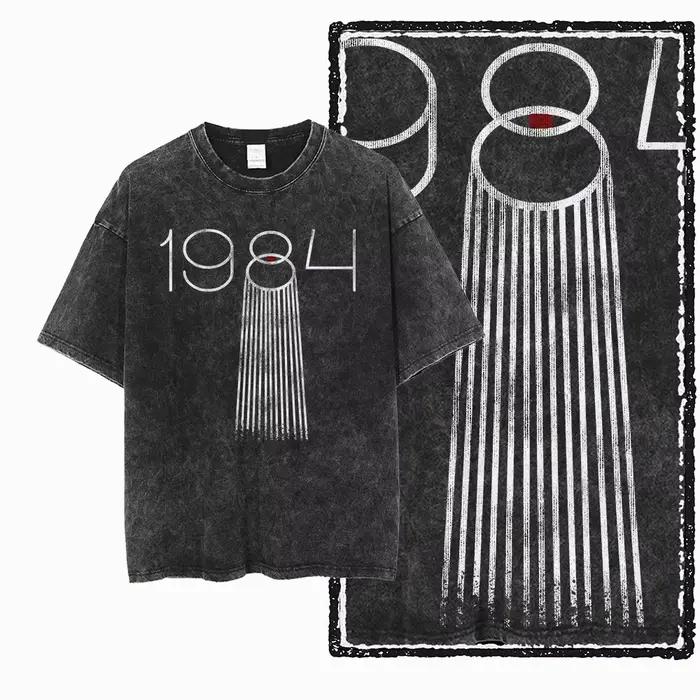 G02 exclusif 100% coton grande taille 1984 graphique hommes T-shirt | T-shirt col rond pour hommes