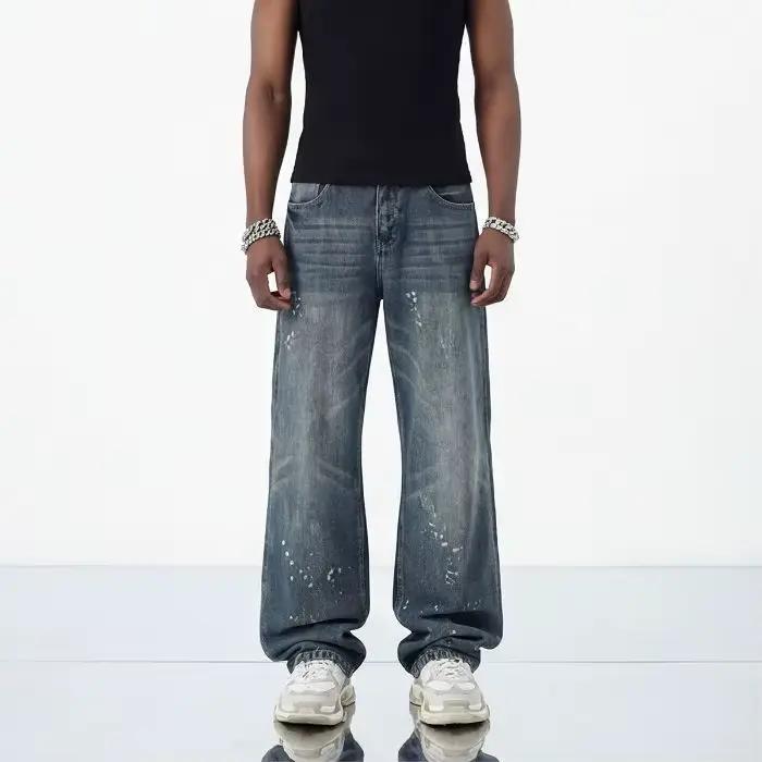 Jeans droits rétro américains printemps-été pour hommes, streetwear, mode coréenne, pantalon en deni