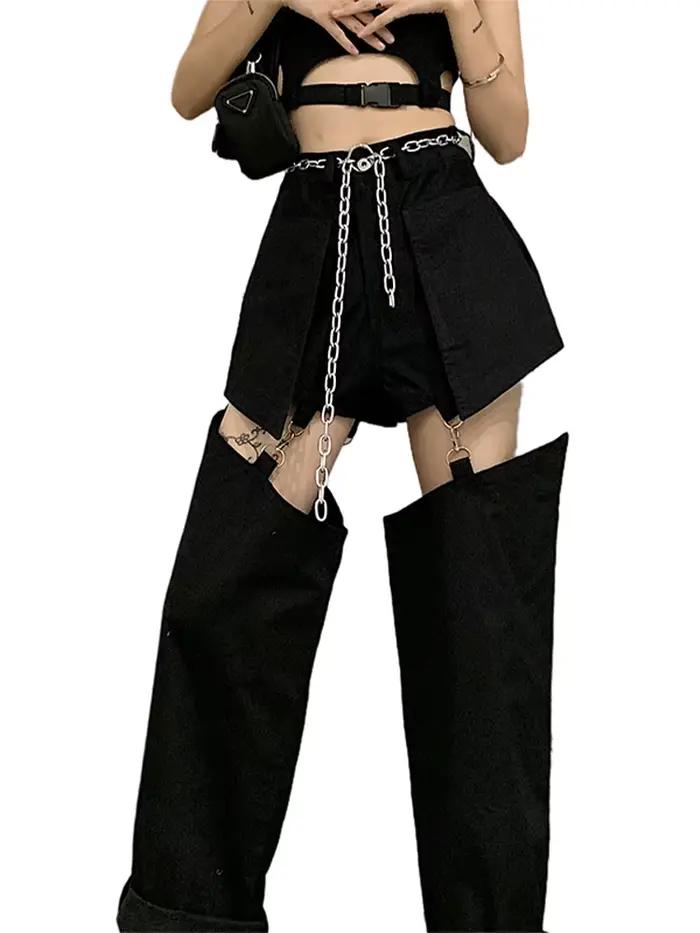 Jean taille haute pour femme, pantalon en denim, streetwear, gothique, punk, hip hop, baggy, surinte