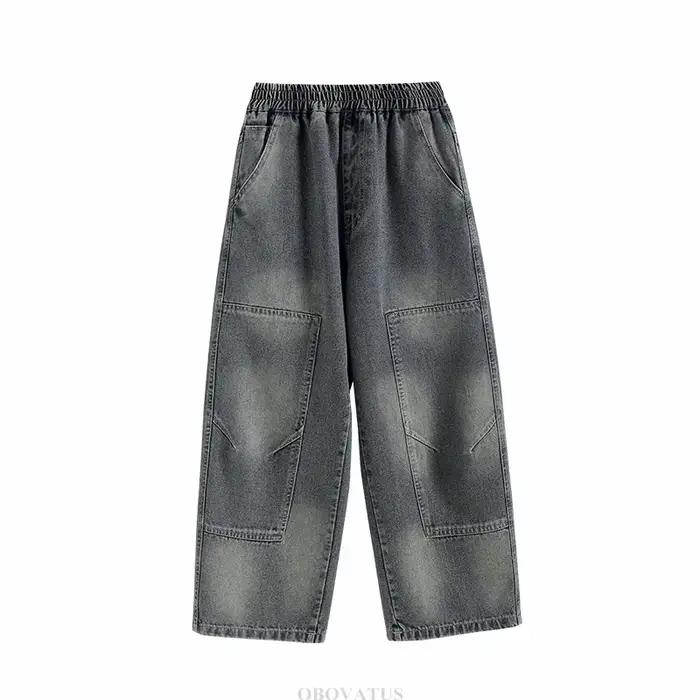 Nouveauté enfants couleur grise jean pantalon pour garçons Design élégant Denim pantalon enfants ado