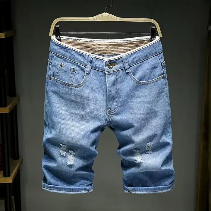 Hommes Denim Shorts été nouveau Style Section mince Force élastique coupe ajustée jean court mâle ma