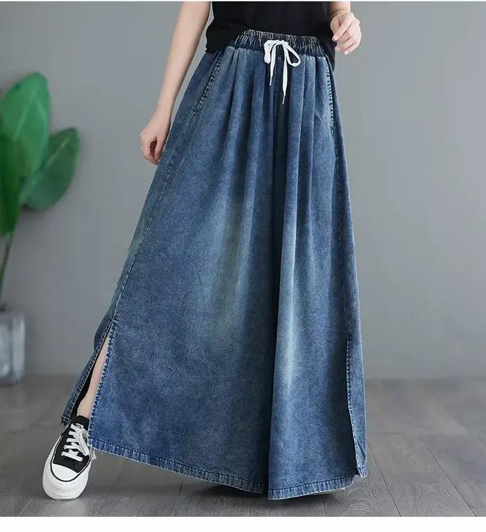 Respzed-Jean Plissé à Jambes Larges pour Femme, Pantalon Long, Taille Haute, artificiel astique, FJM