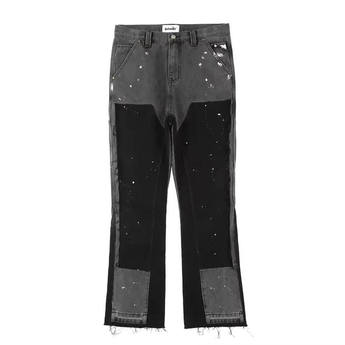 Jean évasé noir empilé pour homme 2026, style Y2K streetwear vintage, coupe slim, patte d'éléphant,