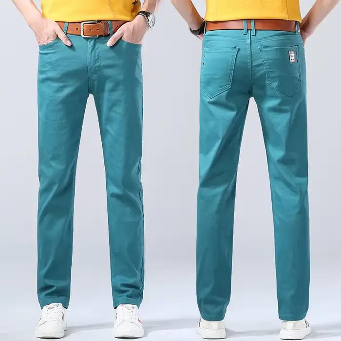 Jean Classique en Denim pour Homme, Pantalon Droit, Décontracté, Slim Fit, Haute Qualité, Coton, Col