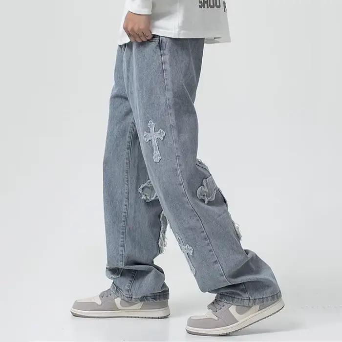 Jean Baggy Style Harajuku américain Y2K, Streetwear, pantalon en Denim rayé pour hommes et femmes, p