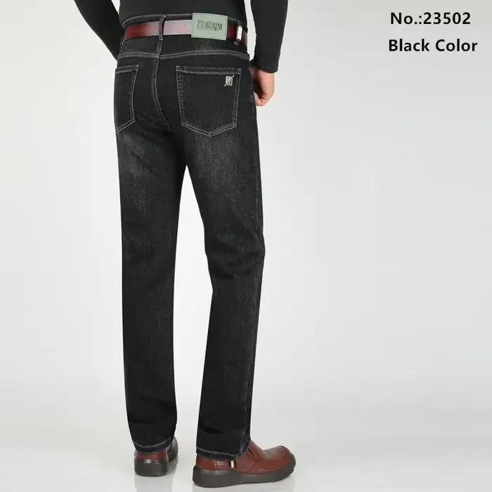 Optics-Jean Denim Extensible pour Homme, Extra Long, Taille Haute, 115cm, Droit, Grande Taille, Noir