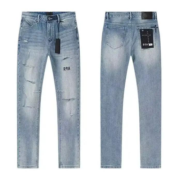 Collection de jeans slim pour hommes 2026 RTA – Effet vieilli, déchiré, éclaboussures de peinture, c