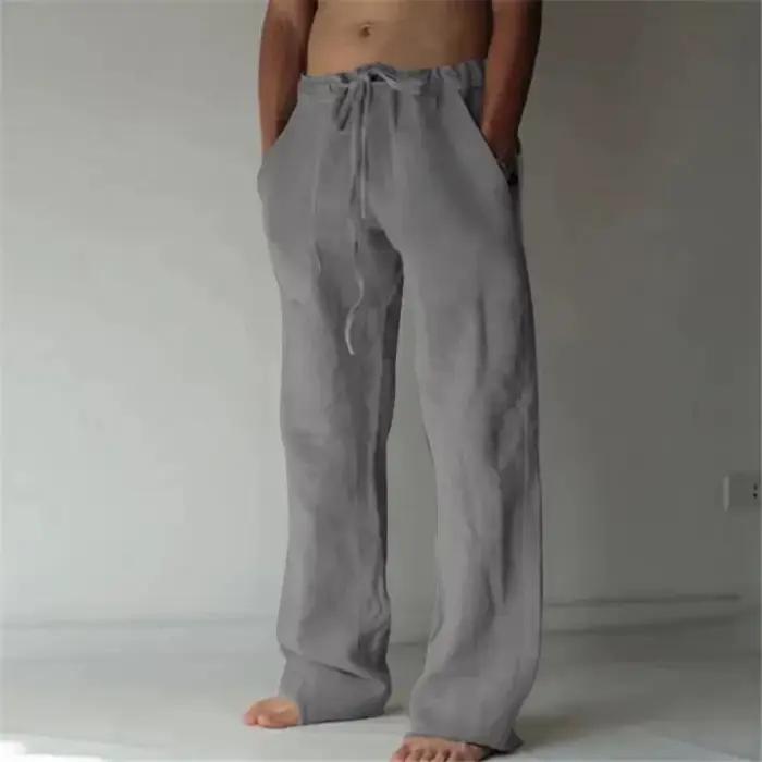 Pantalon en coton et lin pour homme, respirant, couleur unie, Fitness, Streetwear, nouvelle collecti