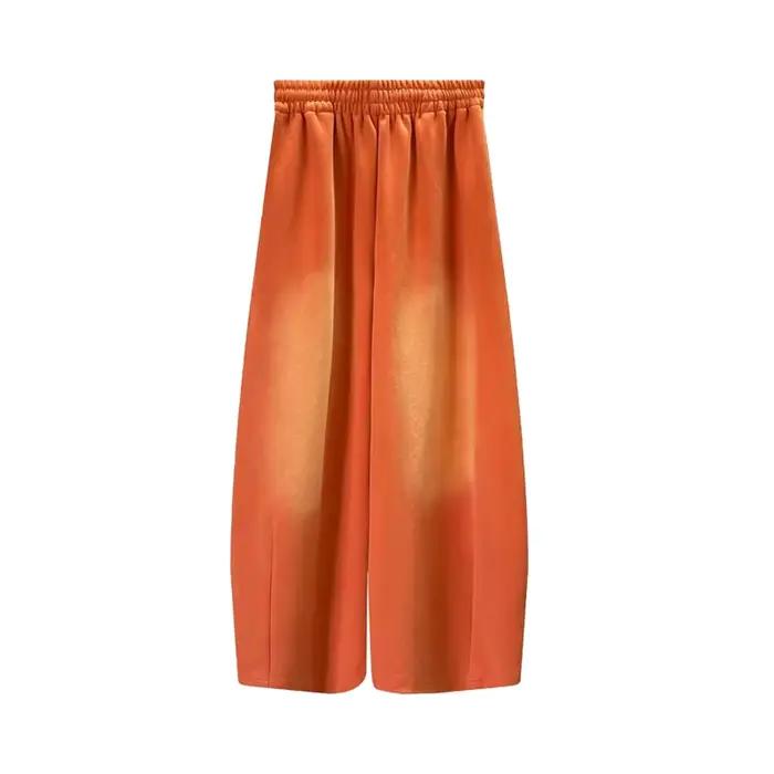 NUOMICI jean femme Orange taille mi basse lavé rétro jambe large sport ample Kpop hip-hop pantalon d