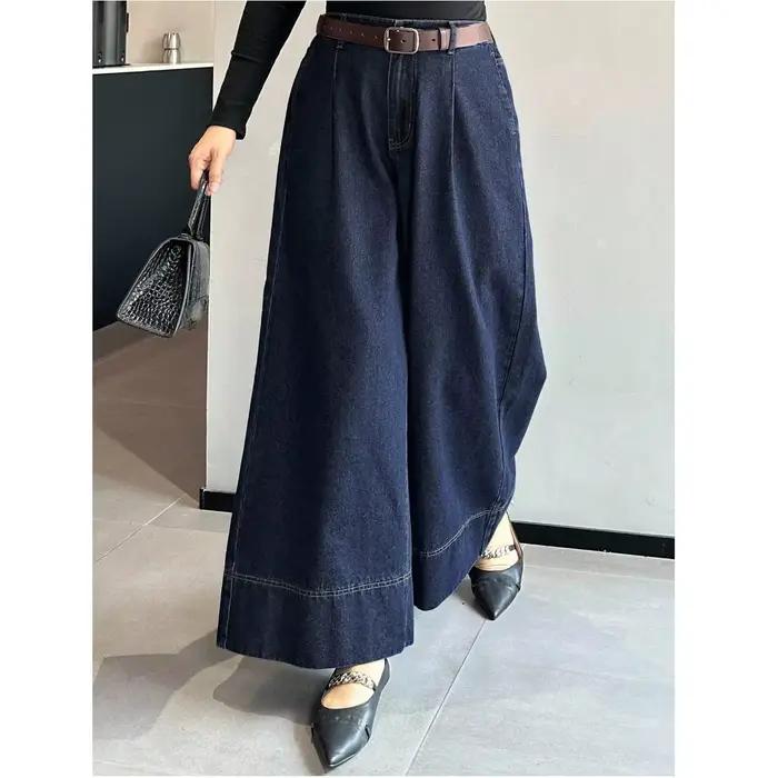 Pantalon long en jean taille haute, coupe large, élégant et décontracté, élastique, polyvalent, amin