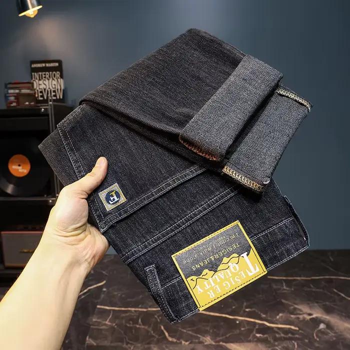 Jean élastique pour homme, nouveau style automne 2025, coupe droite, pantalon long, taille mi-haute,