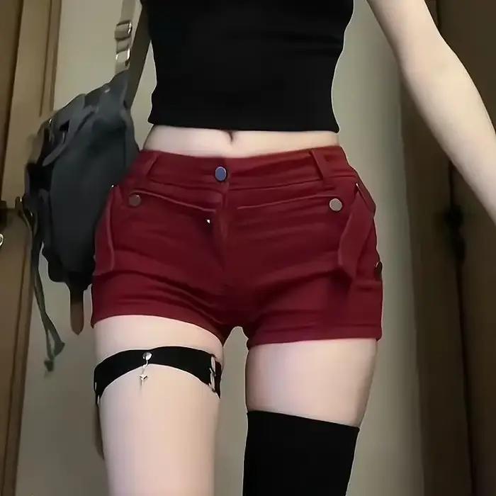 Short en jean rouge extensible pour femme, pantalon court, sexy et élégant, offre originale, nouvell