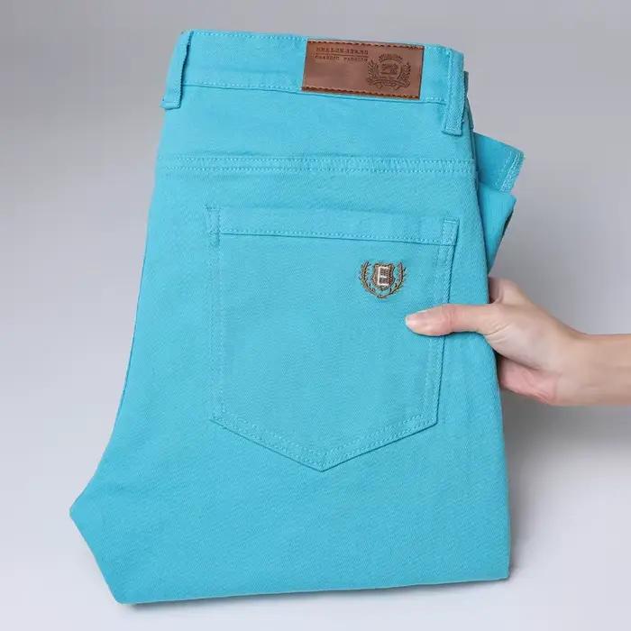 Jean élastique bleu lac pour homme, coupe droite ajustée, nouvelle collection printemps 2025, pantal