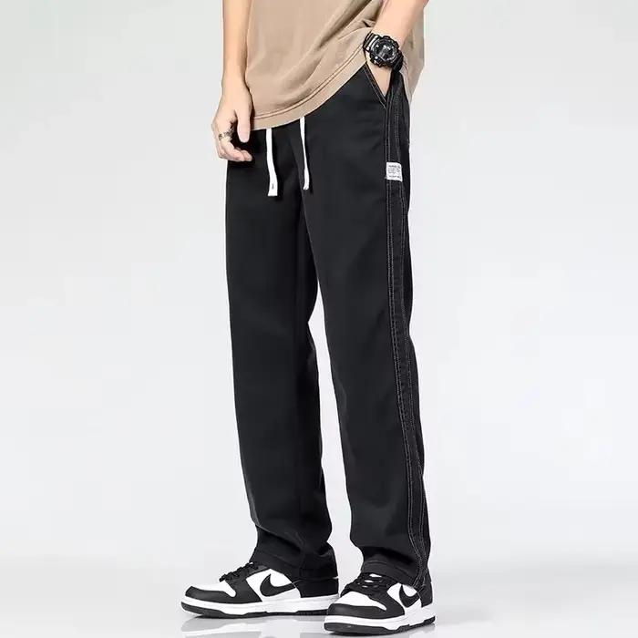 Jean d'été en tissu Lyocell doux pour hommes, pantalon droit ample et fin avec cordon de serrage, ta