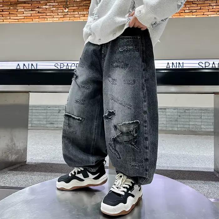 American Kids Vintage Jean Baggy délavé et en détresse pour adolescents High Street Pantalon en Deni