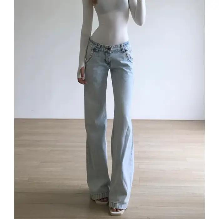 MEXZT S-3Xl Streetwear jean femmes Vintage 90S jambe large Denim pantalon été coréen Sexy taille bas