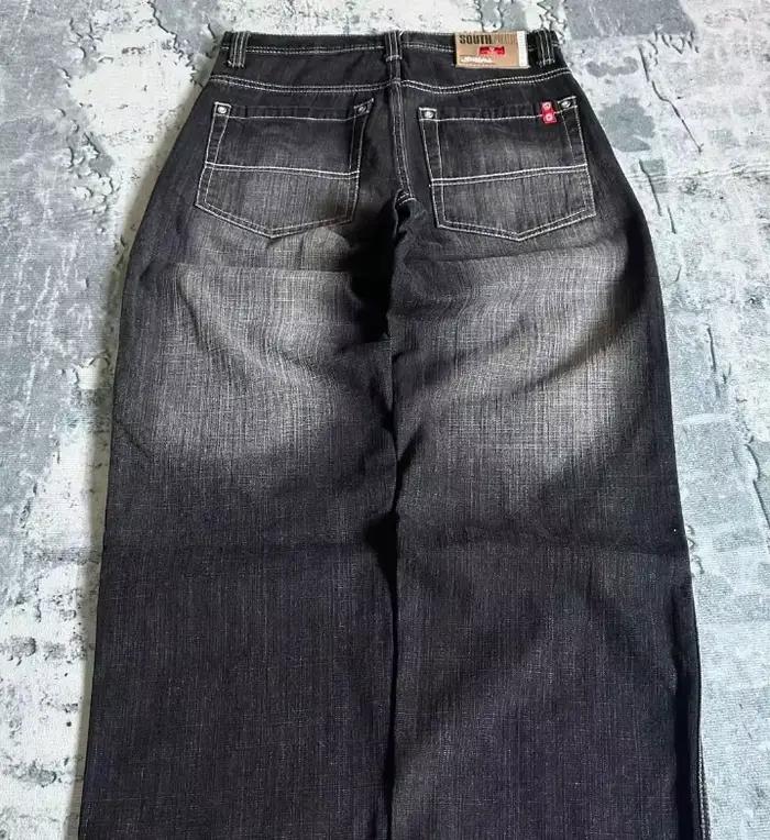 Pantalon en jean Harajuku gothique Y2K unisexe, style rétro japonais, coupe ample, jambe large, hip-