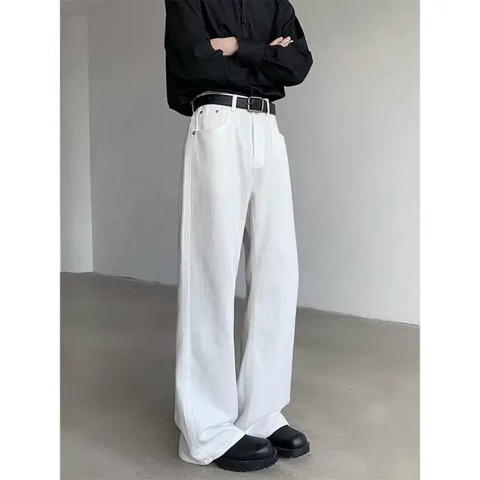 Jean Droit à Jambes Larges pour Homme et Femme, Pantalon en Denim, Style Streetwear, Décontracté, St