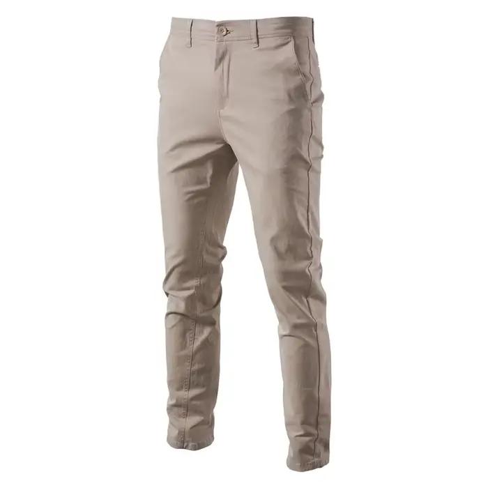 AIOPESON coton décontracté Hommes Pantalons Couleur unie Coupe ajustée Pantalons pour hommes Nouveau